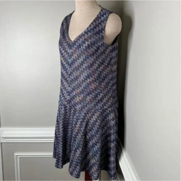 Anthropologie Maeve Westwater Chevron Pattern High Low Knit Flapper Dress Small - Picture 6 of 9